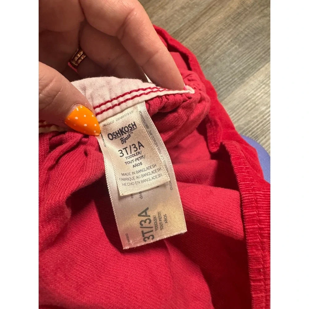 OshKosh Bgosh Toddler Girls Red Corduroy Overall Jumper Dress Size 3T Classic